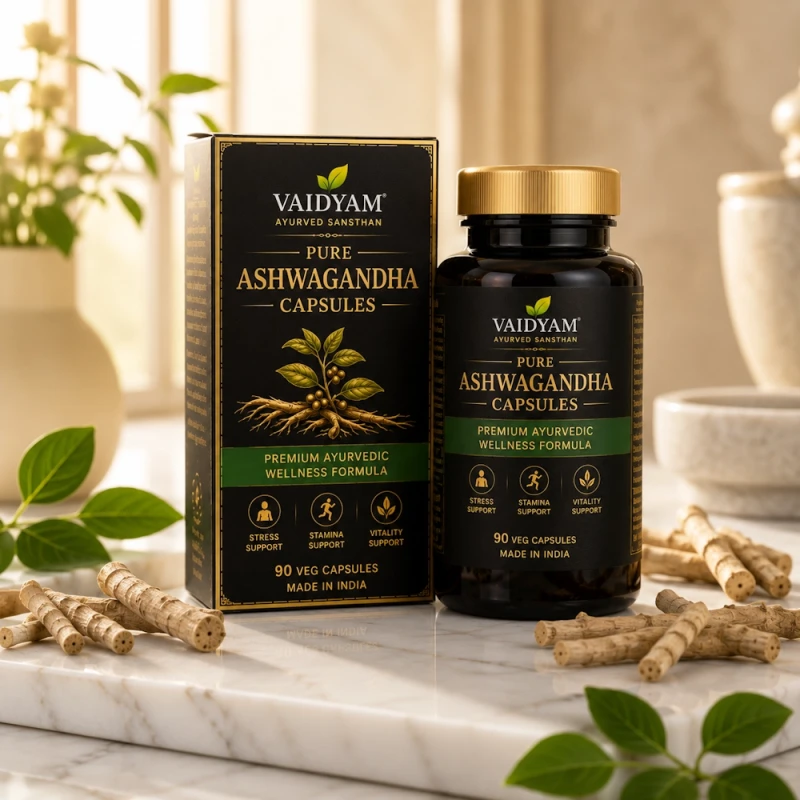 Vaidyam Pure Ashwagandha Capsules | Premium Ayurvedic Wellness Formula