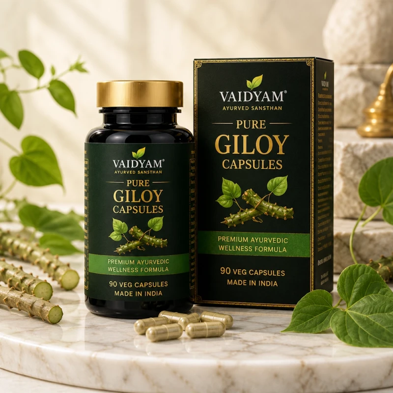 Vaidyam Pure Giloy Capsules | Premium Ayurvedic Wellness Formula | 90 Veg Capsules
