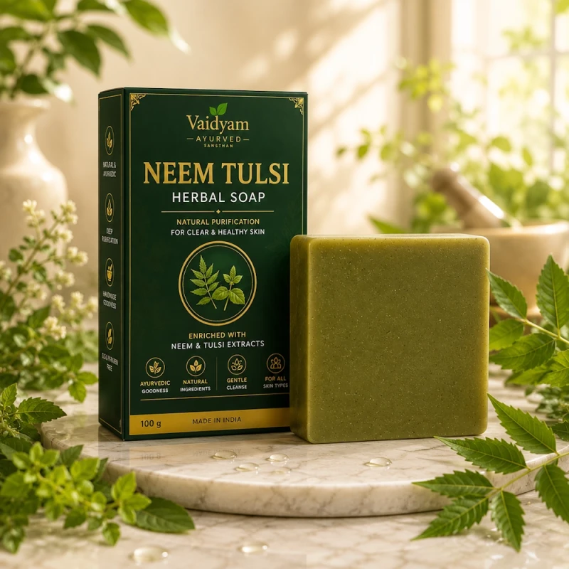 Vaidyam Neem Tulsi Herbal Soap | Premium Ayurvedic Bathing Bar | 100g